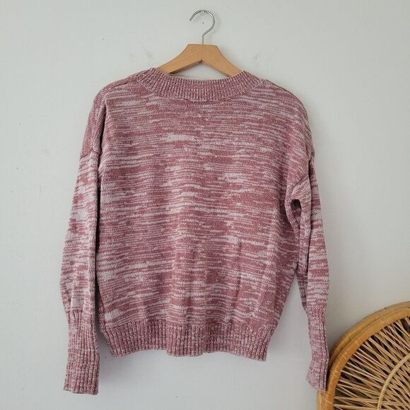 Kenneth Cole Pink Cropped Sweater V-Neck XS Oversized - Picture 3 of 8